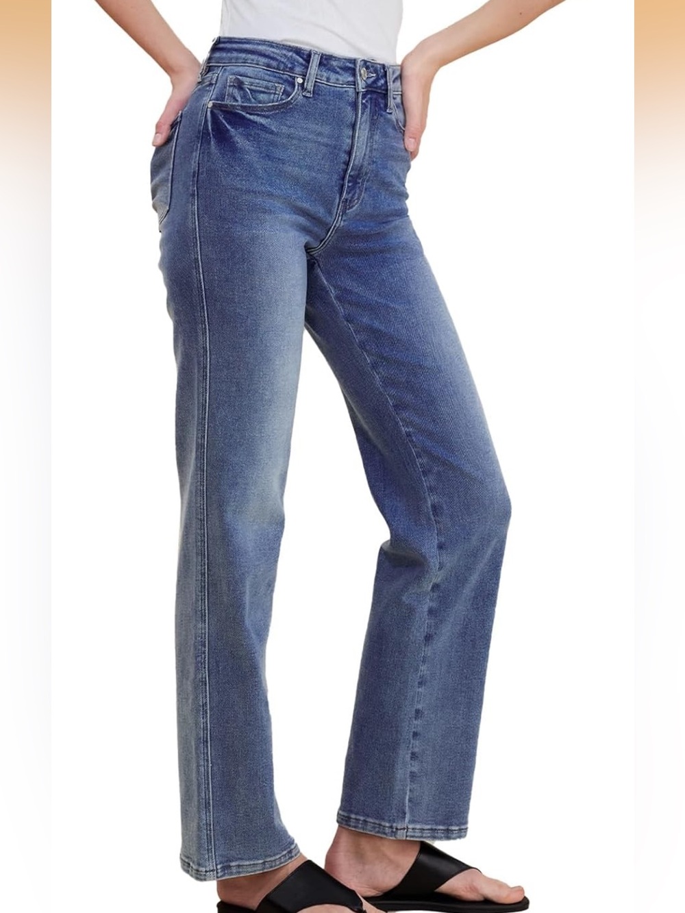High Rise Curvy Straight Leg Stretch Jeans Size 2